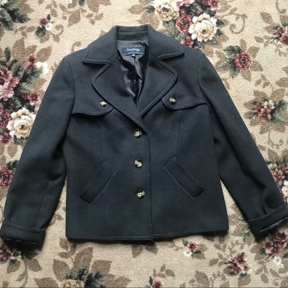 Evan Picone Black Button Front Stretch Jacket - image 1